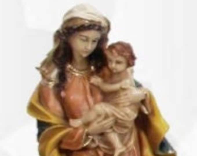 Statue of the Madonna and Child cm 33 (12,99 inches) made of resin, hand-decorated, handcrafted