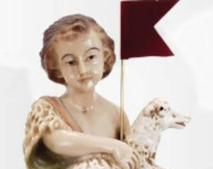 Statue of St. John the Baptist child cm 32 x 13 (12,59 x 5,11 inches) in hand-decorated resin of handcrafted production
