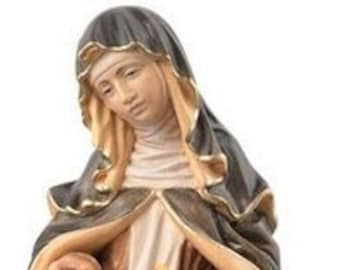 Statue of Saint Brigida carved in hand-decorated Valgardena wood of Italian artisan production