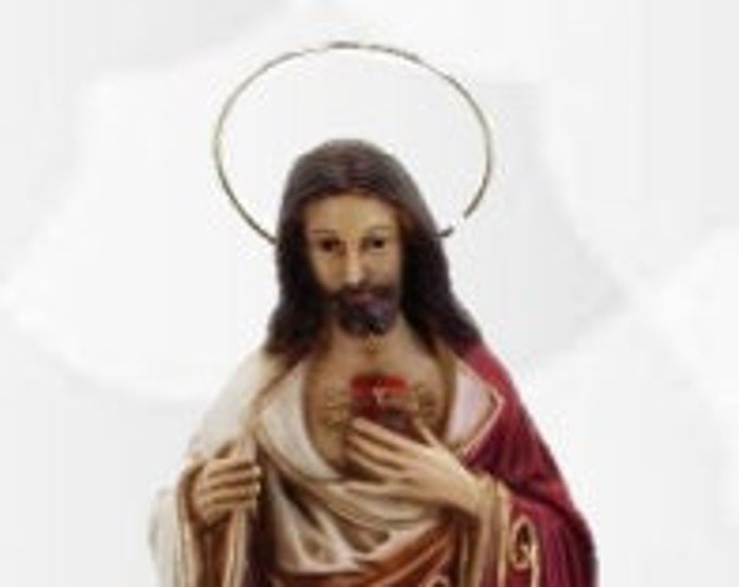 Statue of Jesus Sacred Heart, cm 35 (13,77 inches) made of resin, hand-decorated, handcrafted