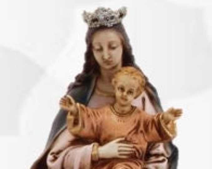 Statue of the Madonna and Child cm 37 (14,56 inches) made of resin, decorated by hand, handcrafted