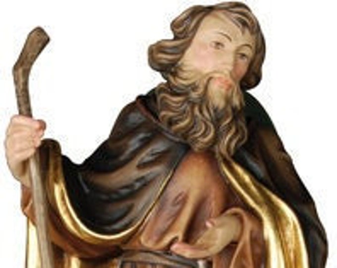 Statue of San Giona with monster, carved in valgardena wood decorated by hand of Italian artisan production