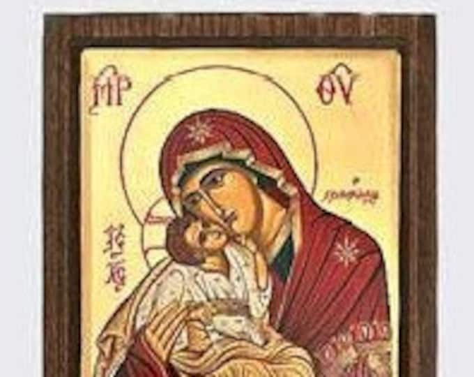 Greek icon of the Madonna and Child Jesus, in silk-screened wood, various sizes available, handcrafted