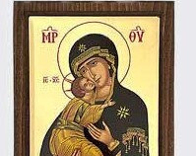 Greek icon of the Madonna and Child Jesus, in silk-screened wood, various sizes available, handcrafted