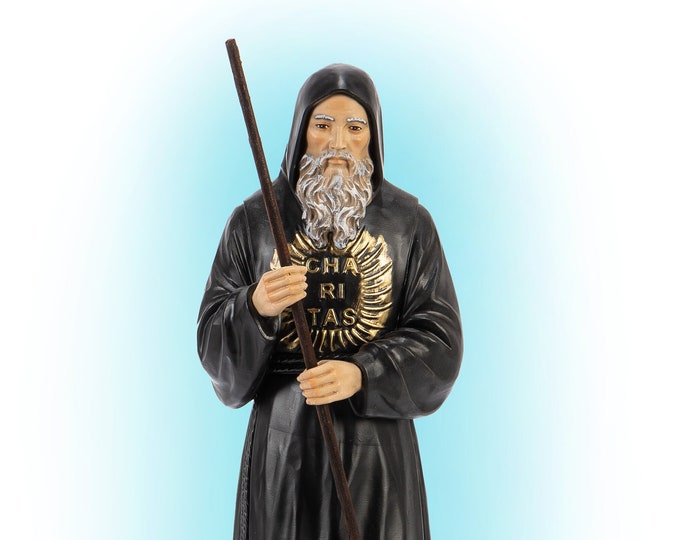 Statue of San Francesco da Paola cm 35 (13,77 inches) in hand-decorated resin marble of Italian artisan production