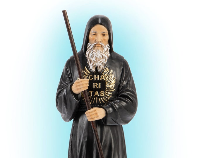 Statue of Saint Francis of Paola cm 55 (21.65 inches) in hand-decorated resin, Italian artisan production