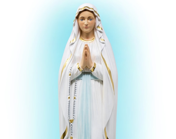 Statue of Our Lady of Lourdes cm 40 (15.74 inches) in marble resin hand decorated, Italian artisan production