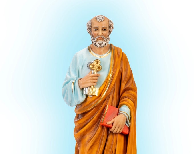 Statue of Saint Peter 60 cm (23.62 inches) in hand-decorated resin of Italian artisan production for interiors and exteriors