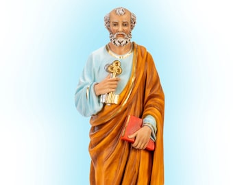 Statue of Saint Peter cm 80 (31.49 inches) in hand-decorated resin, Italian artisan production for indoors and outdoors