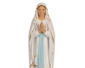 Statue of Our Lady of Lourdes 30 cm (11.81 inches) in hand-decorated resin, Italian artisan production