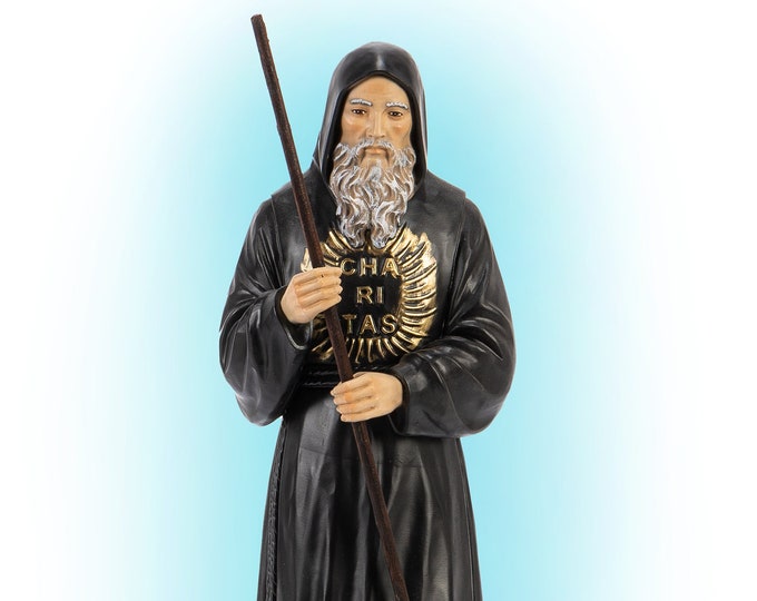 Statue of San Francesco da Paola cm 25 (9,84 inches) in hand-decorated resin marble of Italian artisan production