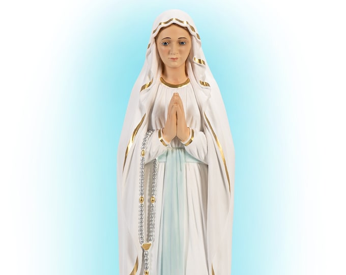 Our Lady of Lourdes statue cm 70 (27,55 inches) in hand decorated resin of Italian artisan production