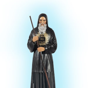 Statue de San Francesco da Paola cm 90 (35,43 pouces) en résine décorée à la main, yeux peints ou en verre, production artisanale italienne
