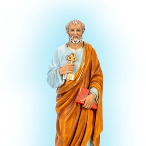 Statue of Saint Peter cm 80 (31.49 inches) in hand-decorated resin, Italian artisan production for indoors and outdoors