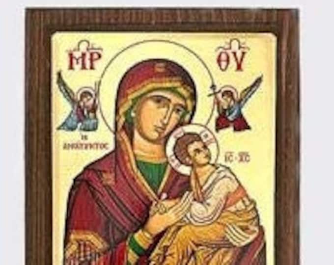 Greek icon of the Madonna and Child Jesus, in silk-screened wood, various sizes available, handcrafted