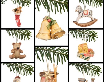 Christmas decorations to hang, carved in Val Gardena wood and decorated by hand of Italian artisan production