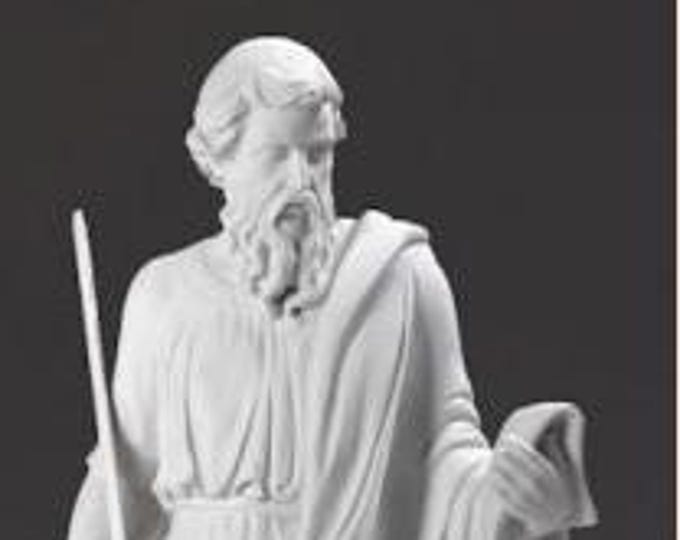 Statue of Saint Paul, cm 28 (11.02 inches) in alabaster powder, marble base, handcrafted, made in Italy