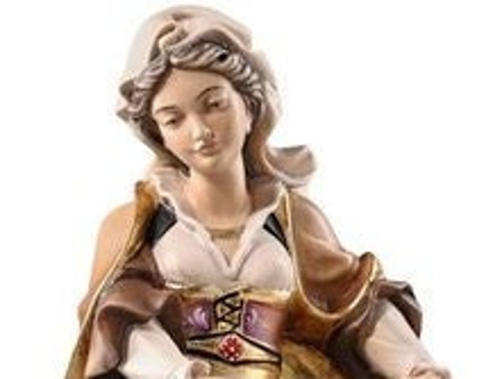 Statue of St. Anastasia carved in wood from Valgardena and hand-decorated with Italian handicraft production
