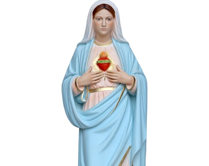 Statue of the Madonna Sacred Heart of Mary cm 40 (15.75 inches) in hand-decorated resin, Italian artisan production