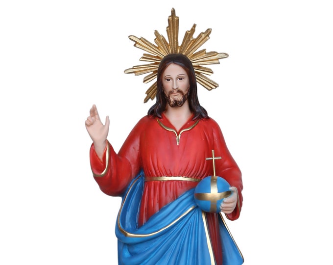 Statue of Jesus the Redeemer cm 50 (19,68 inches) in resin decorated by hand of Italian artisan production