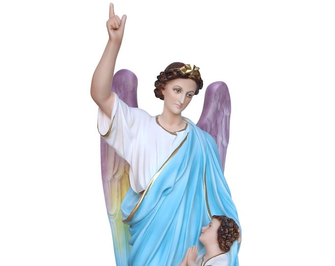 Statue of the Guardian Angel cm 60 (23,62 inches) in resin decorated by hand of Italian artisan production