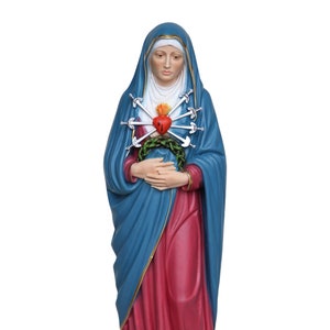 Estatua de Nuestra Señora de los Dolores de 40 cm (15,75 pulgadas) en resina decorada a mano, producción artesanal italiana