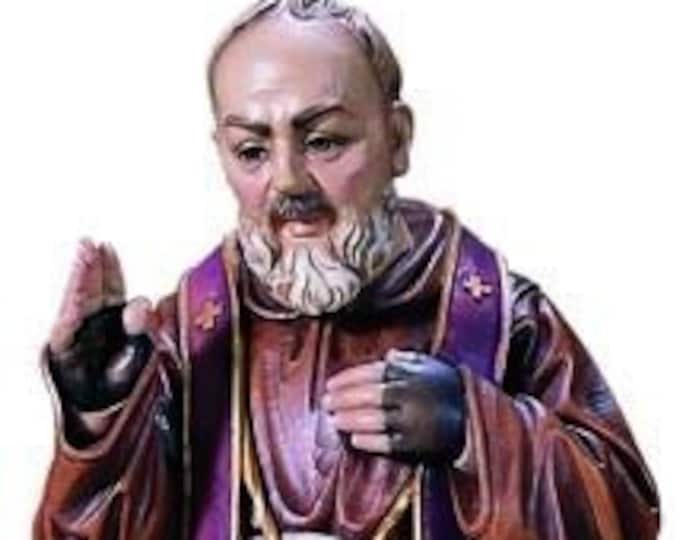 Statue of San Padre Pio of Pietrelcina carved in wood from Val Gardena and hand decorated of Italian artisan production