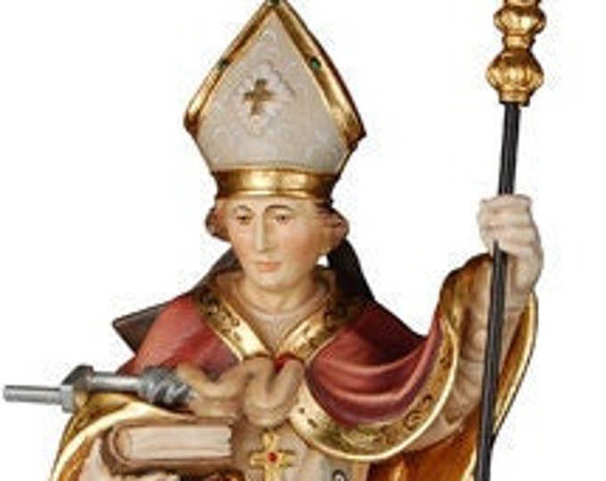 Statue of St. Erasmus with intestines, carved in Valgardena wood decorated by hand of Italian artisan production