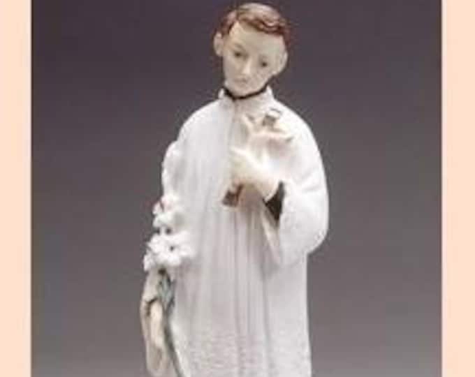 Statue of Saint Aloysius Gonzaga cm 21 (8.26 inches) made of alabaster powder, hand decorated, artisanal production, made in Italy