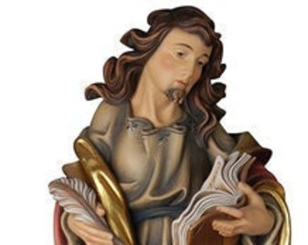 Statue of St. John the Evangelist carved in Val Gardena wood and decorated by hand of Italian artisan production