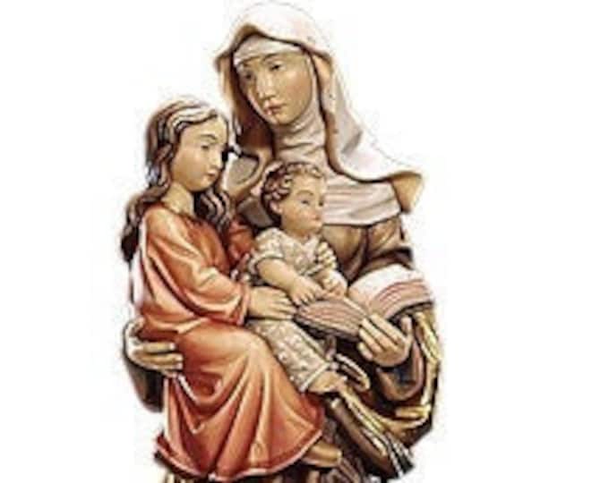 Statue of Sant'Anna carved in Valgardena wood and decorated by hand, of Italian artisan production