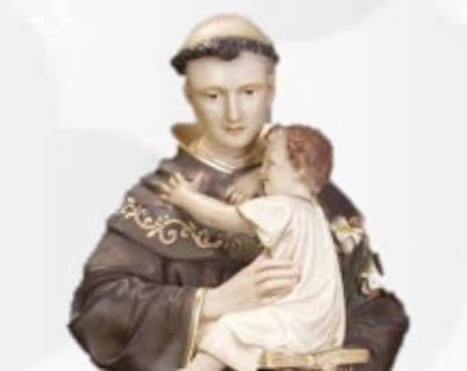 Statue of St. Anthony of Padua cm 83 x 25 ( 32,67 x 9,84 inches) in hand-decorated resin of handcrafted production