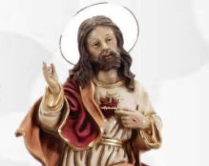 Statue of Jesus Sacred Heart, cm 45 (17,71 inches) made of resin, decorated by hand, handcrafted