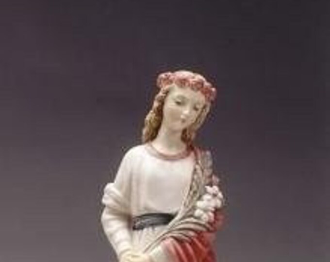 Statue of Saint Philomena cm 21 (8.26 inches) made of alabaster powder, hand decorated, artisanal production, made in Italy