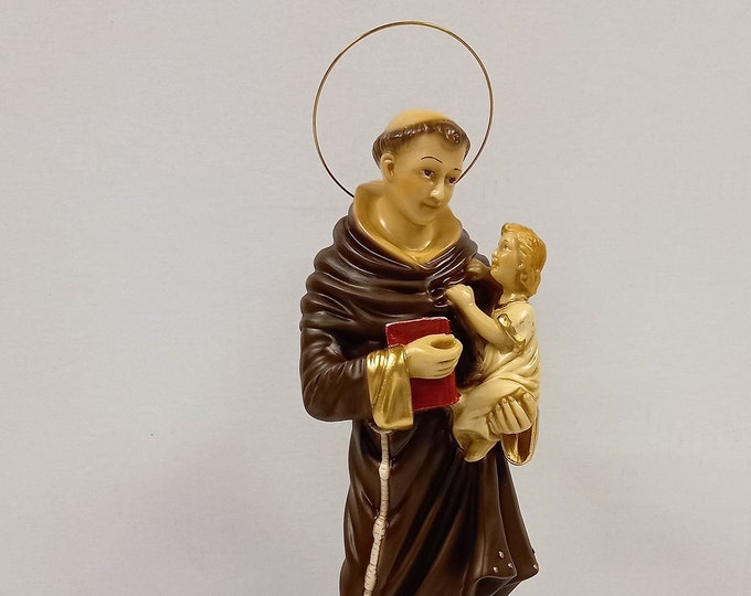 Statue of Saint Anthony of Padua cm 38x 13 (14.96 x 5.11 inches) in marble resin full decorated by hand of artisan production
