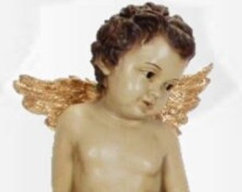 Angel statue cm 37,5 x 13 (14,76 x 5,11 inches) in hand-decorated resin, handcrafted for indoor and outdoor use