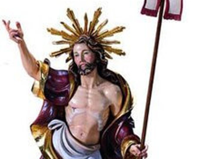 Statue of the risen Jesus Christ, carved in wood from Valgardena and decorated by hand of Italian artisan production