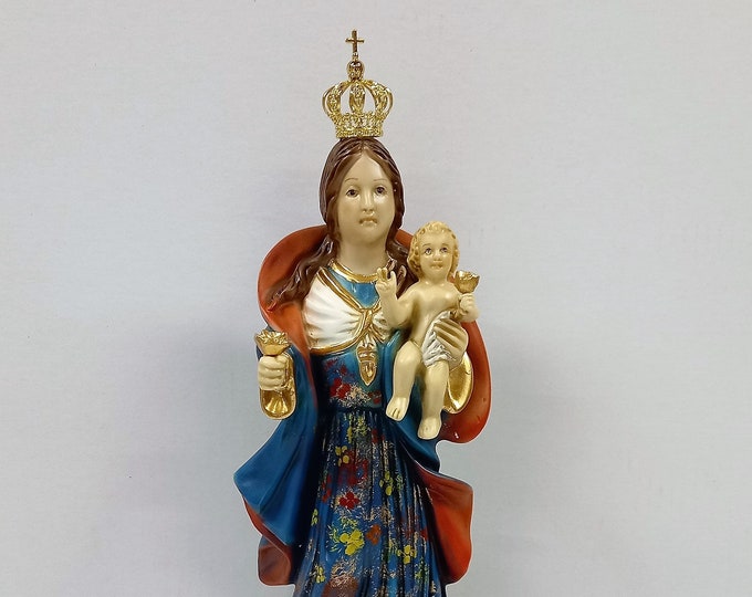 Statue of Our Lady of Franqueira cm 40,5 x 14 (15,94 x 5,51 inches) in solid resin marble decorated by hand