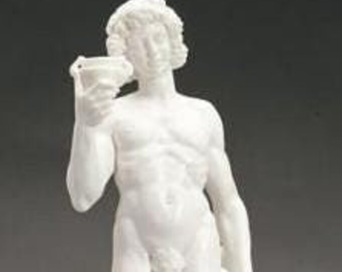 Classic sculpture "Bacco del Michelangelo" made of alabaster powder, marble base, cm 36 (14.17 inch) Made in Italy