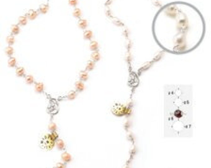 Rosary in 925 silver and river pearls, of Italian artisan production various models available