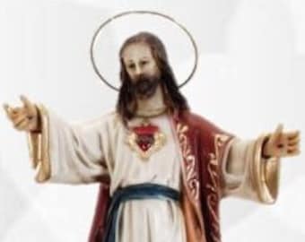 Statue of Jesus Sacred Heart, cm 40 (15,74 inches) made of resin, decorated by hand, handcrafted