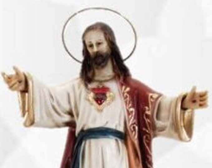 Statue of Jesus Sacred Heart, cm 40 (15,74 inches) made of resin, decorated by hand, handcrafted