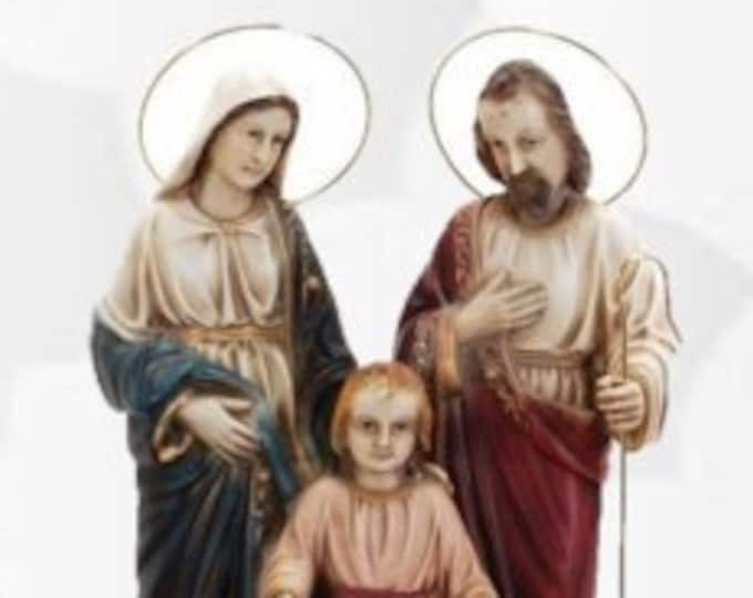 Statue of the Holy Family cm 35 (13,77 inches) in marble powder decorated by hand of artisan production