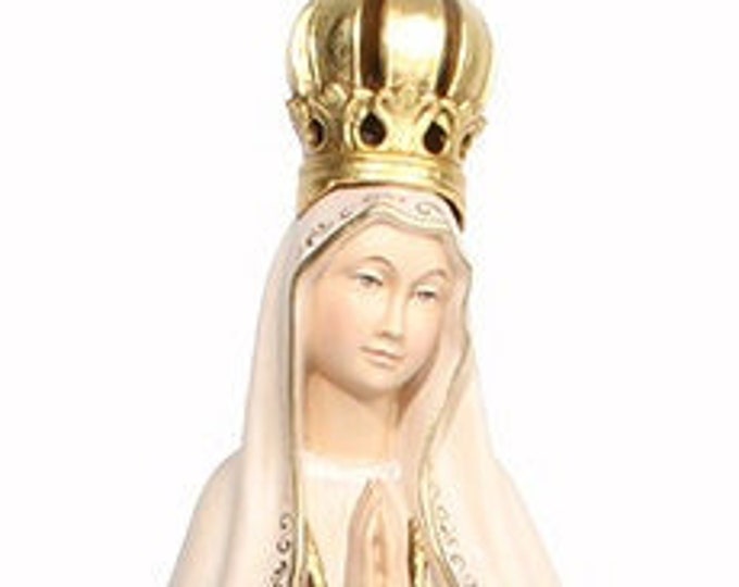 Statue of Our Lady of Fatima carved in wood from Valgardena and hand-decorated with Italian handicraft production in various sizes