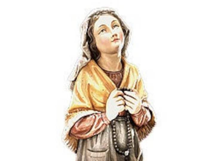 Statue of Saint Bernadette Soubirous carved in Valgardena wood and hand-decorated, of Italian artisan production
