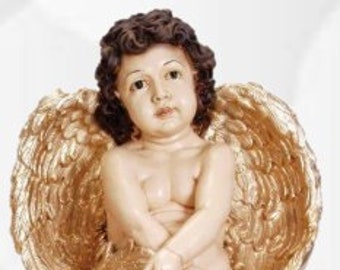 Angel statue cm 48 x 34 (18,89 x 13,38 inches) in hand-decorated resin of handcrafted production for exteriors and interiors