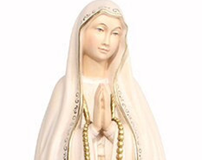 Statue of Our Lady of Fatima carved in wood from Valgardena and hand-decorated with Italian handicraft production in various sizes