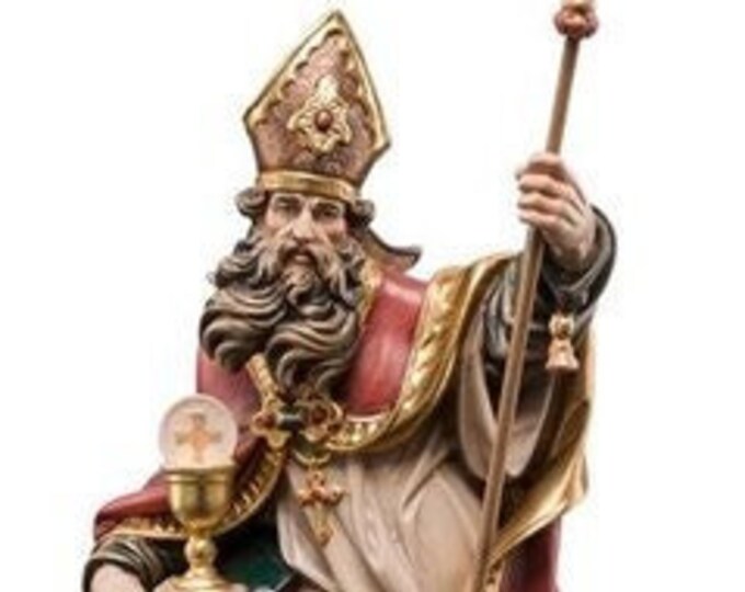 Statue of St. Conrad with chalice, carved in wood from Valgardena and decorated by hand of Italian craftsmanship