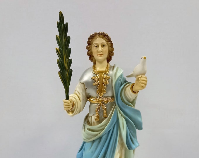 Statue of Saint Eulalia 34.5 x 15 cm (13.58 x 5.90 inches) in hand-decorated full resin marble, artisanal production
