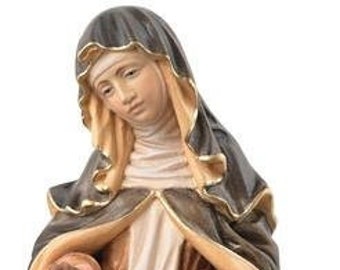 Statue of Santa Ida with rosary, various sizes carved in Val Gardena wood and hand decorated of Italian artisan production